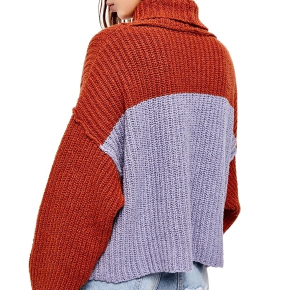 Free People pele mock neck rust oversized sweater - Picture 2 of 11